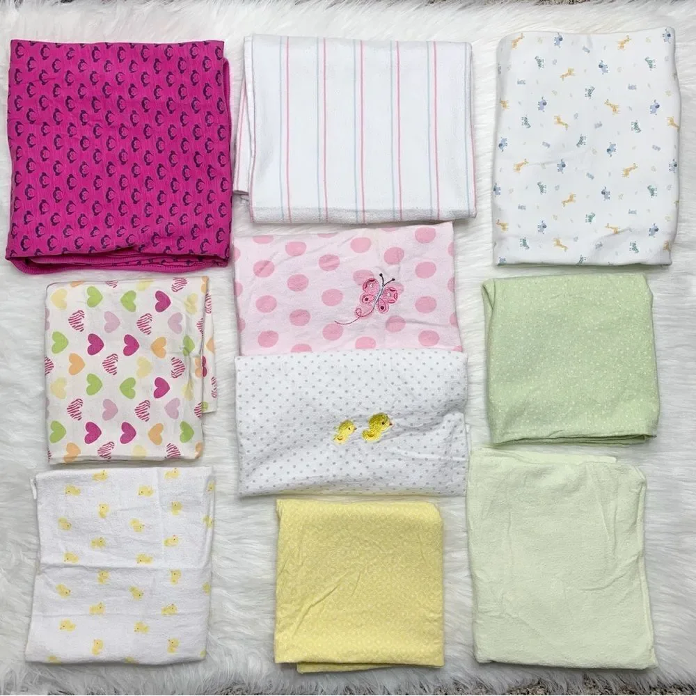 Baby Girl 100% Cotton Swaddle Blanket LOT